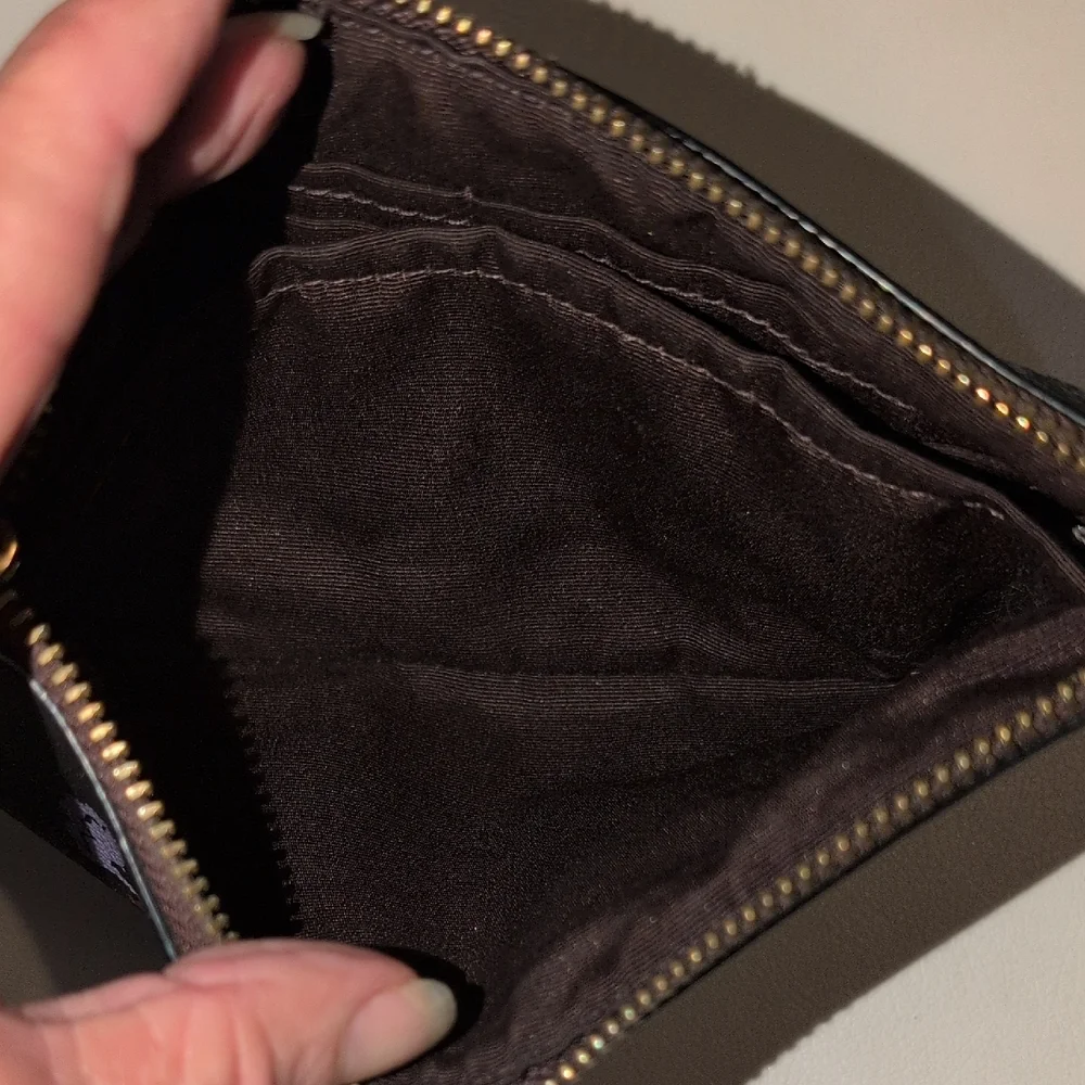 Coach Black Floral Wristlet Pouch